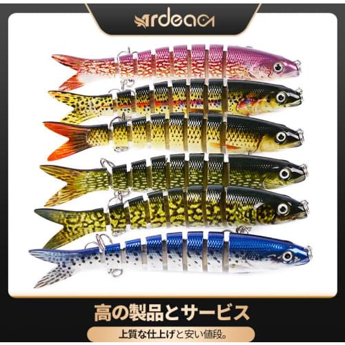 Ardea Jointed Lure 130mm 19g fishing bait Black minnow Sinking Wobblers Crankbait Swimbait 8 Segment Hard Artificial Tackle Lure