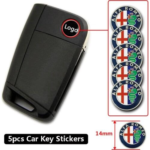 5pcs 14mm Car Key Remote Sticker Emblem Symbo For Alfa Romeo Giulia Stelvio Giulietta Spider GT Mito