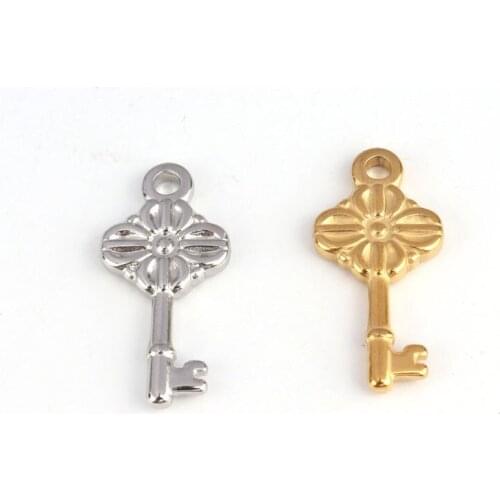 5pcs/lot 30x14mm Stainless Steel Key Charms For DIY Jewelry Making Necklace Handmade Accessories Factory Wholesale
