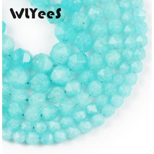 WLYeeS Amazonite Natural Stone beads Faceted Round Loose Spacer Bead 6 8 10MM Ball for DIY bracelet Necklace For Jewelry Making
