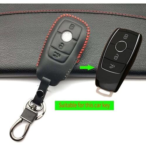 Latest Genuine Leather Key Case Cover Wallet Bag Holder For Mercedes Benz E Class E200 E260 E300 E320 W213 3 buttons remote