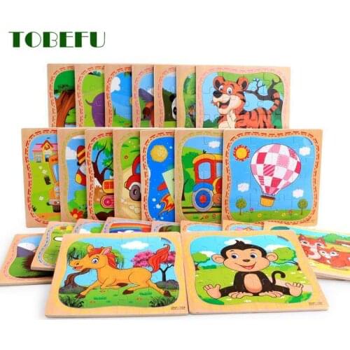 Baby Toys Wooden 3d Puzzle Jigsaw Cartoon Animal Intelligence Kids Educational Brain Teaser Children Tangram Shapes Learn Gifts