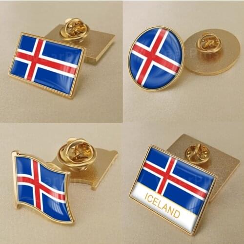 Coat of Arms of Iceland Icelanders Flag National Emblem National Flower Brooch Badges Lapel Pins