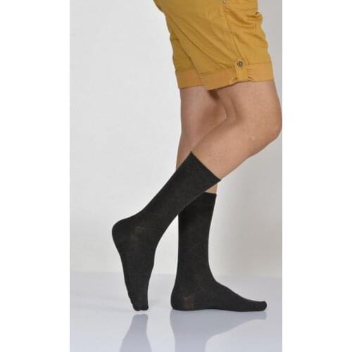 Idilfashion Men Emerald Pattern Bamboo Socket Stocking-Dark Gray-E-ART217 (3'LÜ PACKAGE)