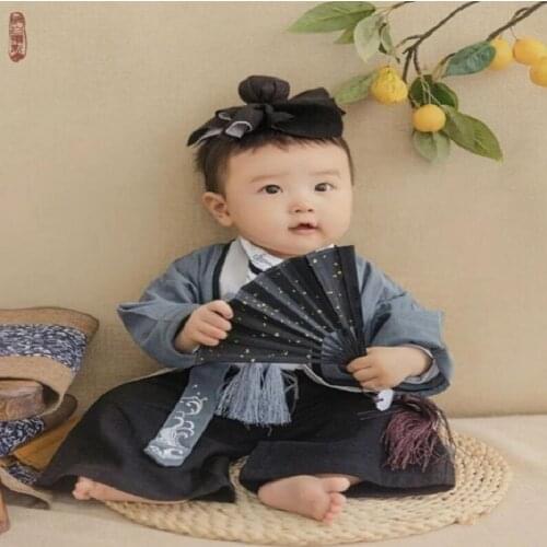 Newborn Baby Chinese Traditional Clothes Long Sleeve Hanfu Tops Pants Baby Bull Photographie Clothes Dropshipping 12-36 months