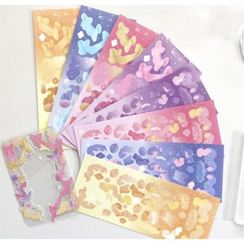 Korean Cute Bow Ribbon Sequined Laser Sticker Kawaii Ins Idol Card Decoration Album Bullet Journal Notebook Stationery Gift