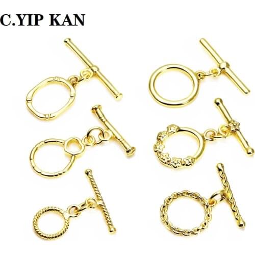 Brass plated gold Multiple glossy OT clasp necklaces connect clasp square ornament DIY necklaces and bracelets connecting clasp