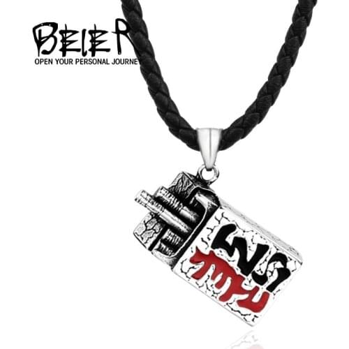 Beier Stainless Steel Cigarette Case Pendant Chain Necklace men Jewelry LLLHP191P