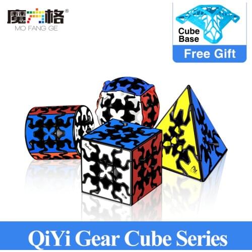 Newest Qiyi Gear 3x3x3 Magic Cube Mofangge Speed Gear Pyramind Cylinder Sphere Professional Cubo Magico Gear Puzzle Series Toys