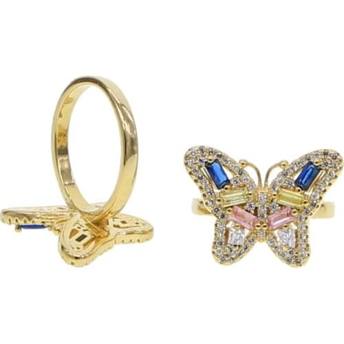 New arrived animmals rings with gold color plated big butterfly charm tiny band rings for wedding engagement finger ring jewelry