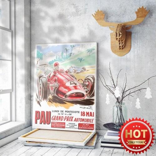 Pau 1959 Grand Prix Formula 1 F1 Vintage Art Collection Poster, Car Colors Poster Art Prints, Racing Club Decor Wall Picture