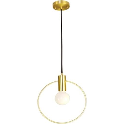Post-modern minimalist living room dining room chandelier bar creative personality round ring brass copper pendant lamp