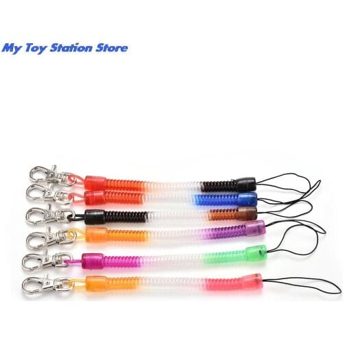 Anti-lost Spring Tactical Retractable Plastic Elastic Security Gear Tool Toy Keychain Elastic Flashlight Holder StrapLanyardc