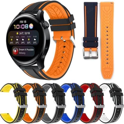 Rubber Strap For HUAWEI WATCH 3 Pro/GT 2 46mm 42mm Silicone Band WristBands For HONOR MagicWatch 2/GS Pro/ES Watchband Bracelet