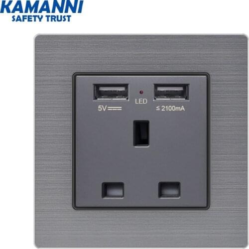 KAMANNI UK socket dual USB port socket wall charger adapter rechargeable 2A wall phone charger adapter power socket