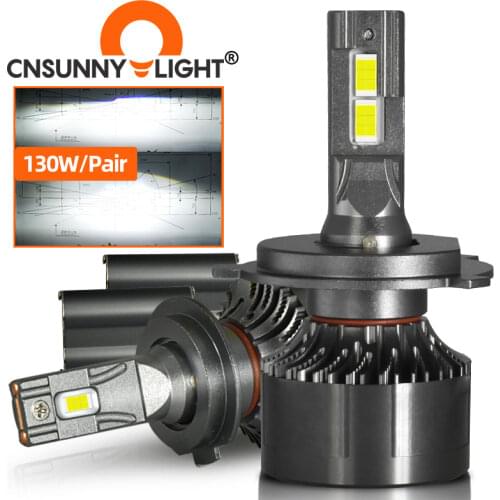 High Power 130W 30000Lm H7 H11 Canbus Car LED Headlight H4 9005 9006 Head Lamp H1 Turbo Fan 6000K Bulb Auto Lighting Accessories