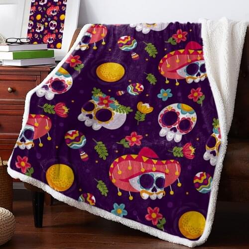 Skull Hat Throw Blanket Soft Fleece Blankets Winter Blanket Portable Picnic Blankets Bedclothes