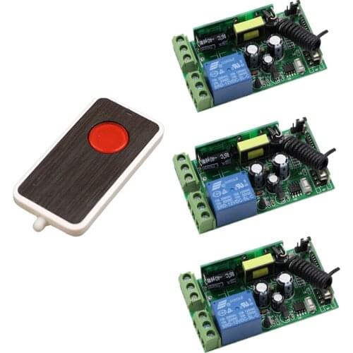 Wide Range Voltage 85V 110V 220V 230V 250V Wireless Remote Control Switch System RF 3 Receivers+Transmitter For LED Light Lamp