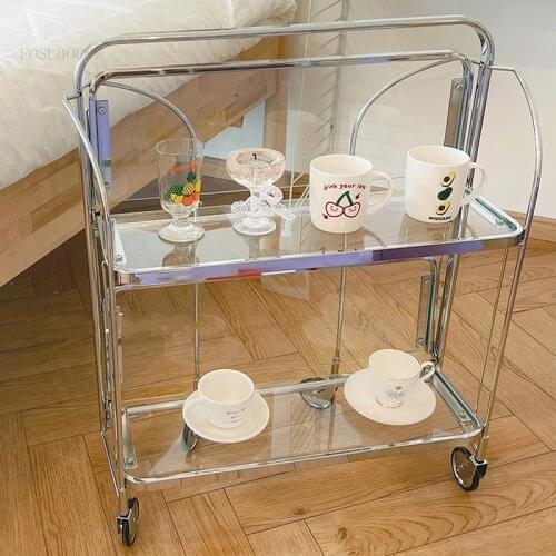 Modern Minimalist Coffee Tables Designer Light Luxury Foldable Sofa Side Table Movable Multifunctional Creative Storage Shelf