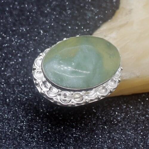 Special Jewelry Green Quartz New Silver Color Jewelry Open Ring For Women Size 7 HD633