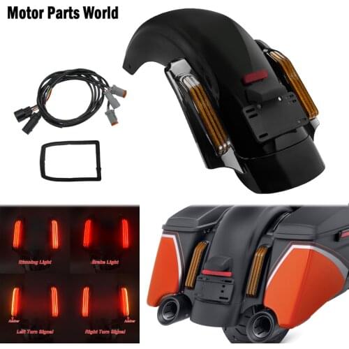 Motorcycle LED Rear Fender System With Fascia Light Set Amber Lens For Harley Touring Street Electra Glide Road King 2014-2020