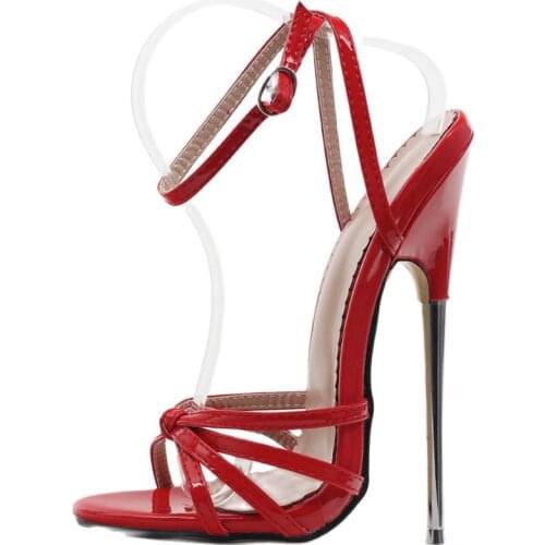 18CM Super High Heel Sandals Strappy Metal Heels Women Sexy Fetish BDSM Party Club Shoes Size 36-46