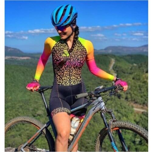 Cycling Long Sleeve Skinsuit Womens Cycling Clothing Bicycle Jumpsuit Ciclismo Triathlon Bodysuit Track Suit Women Female Suit