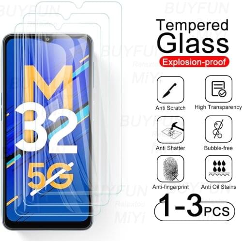 1-3pcs protective glass for samsung galaxym32 galaxy m32 m 32 32m 2021 5g sm-m326b/ds 6.5'' 9h screen protector film guard cover