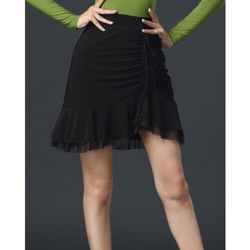 Falbala Latin Dance Skirt For Women Black Dancer Outfits Latina Practice Wear Stage Costume Tap Dance Wear Sumba Clothes JL1961