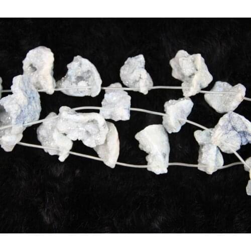 10pcs White Blue Titanium Druzy Point Pendant Unique Quartz Druzy Drusy Pendant Quartz Necklace Beads Crystal Geode Necklace