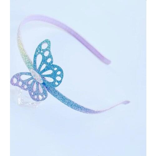 Boutique 10pcs Fashion Glitter Gradient Color Butterfly Hairbands Cartoon Hard Headbands Princess Headwear Girls HairAccessories