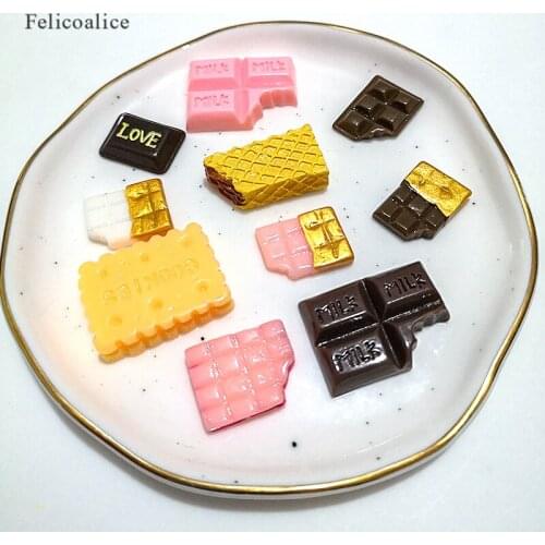 10cs/bag Slime Charms Biscuit Cookies Slime Accessories Beads Making Supplies With Drawstring Pouch For DIY Crafts Scrapbooki