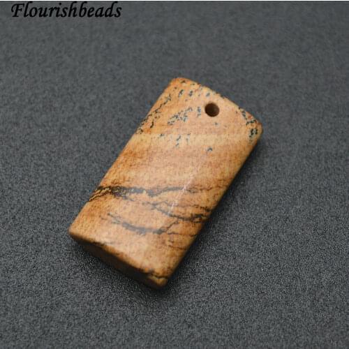 15x30mm Natural Picture Jasper Stone Square Shape Pendant Unique Landscape Painting Veins Jewelry 5pc per lot