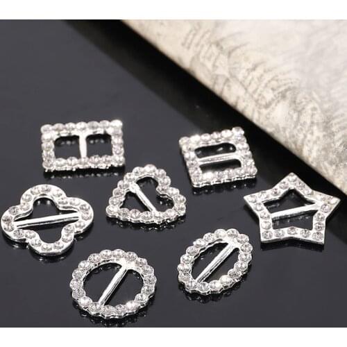 2017New 100Pcs Geometric Shape Rhinestone Buckle for DIY Wedding gift box or hair accessiores Decoration BT164-BT168