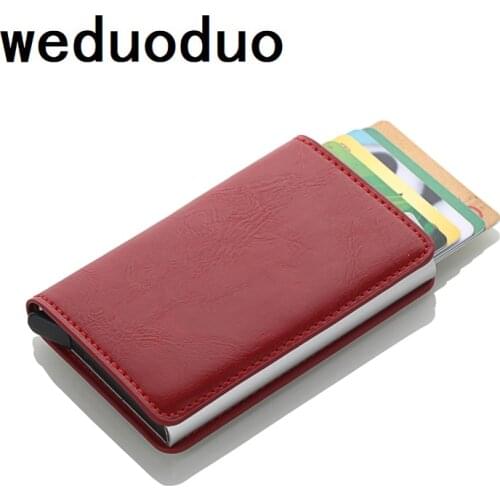 2019 Aluminium Business Card Holder Men And Women Credit Card Holder RFID Crazy Horse PU Leather Travel Card Wallet