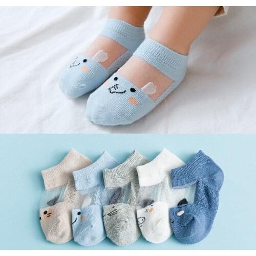 5 Pair/lot Soft Cotton Boys Girls Socks Summer Kids Socks For Baby Boy Girl Breathable Mesh Sock for 0-5Y