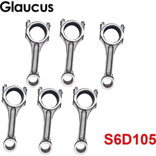 6pcs 6D105 S6D105 engine connecting rod conrod con rod for Komatsu Excavator with bolt 6136-31-3101 6136313101 6136 31 3101