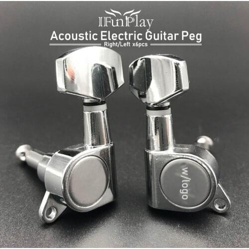 6pcs Guitar Sealed Peg Tuning Pegs Key Tuner Machine Head for Acoustic Electric Guitar Guitarra Violao Parts with LOGO