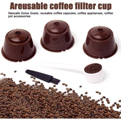 6pcs/set Reusable Coffee Capsules Filter With Spoon Brush Kitchen Supplies for Dolce Gusto Coffee Machine Tool