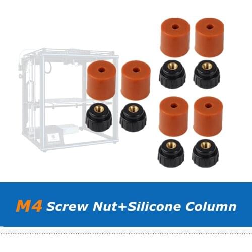 6pcs 3D Printer Platform Hotbed Leveling Solid Silicone Column Spacer + M4 Hand Screw Nut For Tronxy X5SA 3D Printer Parts