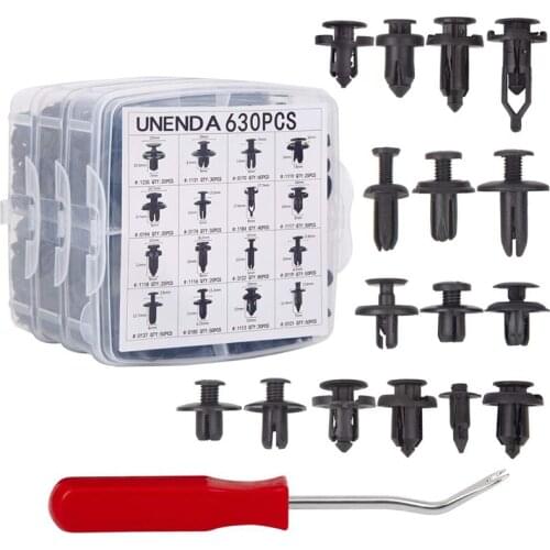 630 Pcs Car Retainer Clips, Fasteners Fender Rivets Kits 16 Most Popular Sizes Auto Push Pin for Ford Toyota Honda Acura
