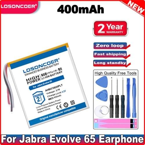 LOSONCOER 400mAh AHB472625PLT Battery For Jabra Evolve 65 Earphone Batteries