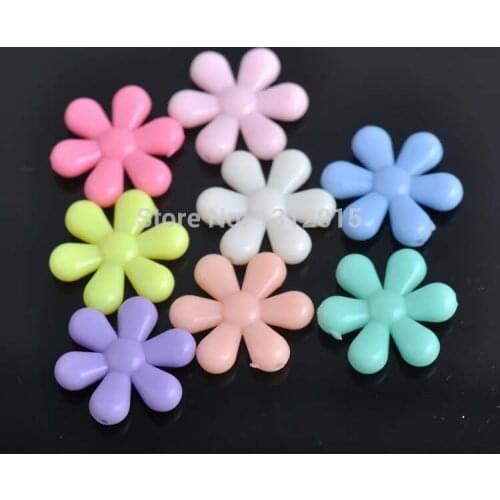 Wholesale 21x23mm 50pcs Mixed Color Acrylic flower Spacer Beads For jewelry handmade YKL0202