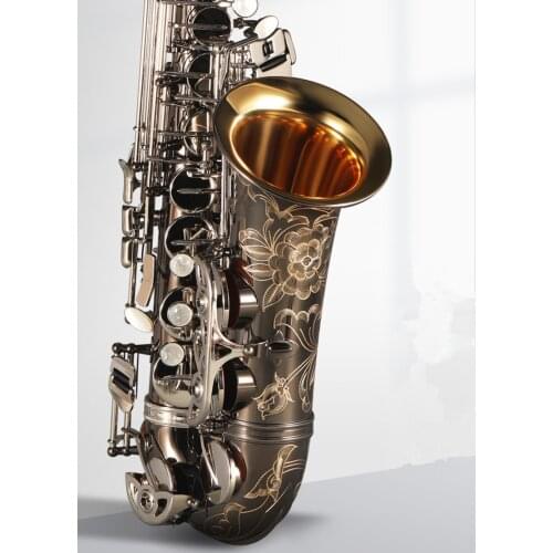 Alto Saxophone E-Flat Black Nickel Gold Bell Alto Sax Mouthpiece Silver Key Reed Neck Musical Instrument Accessories