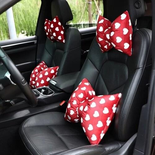 Car Love Neck Pillow Cartoon Cute Travel Lumbar Support Bowknot Seat Cushion Auto Headrest Interior Accessories
