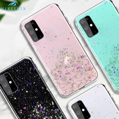 Glitter Case for Samsung S20 FE A21S A31 A41 A11 A71 A51 A30S Sequins Cover for Galaxy M51 M31S M30S M21 M11 J4 J6 A6 A8 Plus