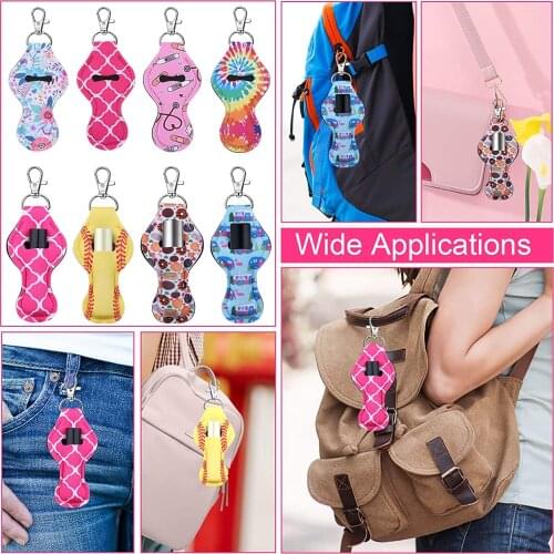 Chapstick Holder Keychain 30Pcs Lip Balm Holder with Clip Chapstick Lipstick Lipgloss Holder Bulk for Lanyards