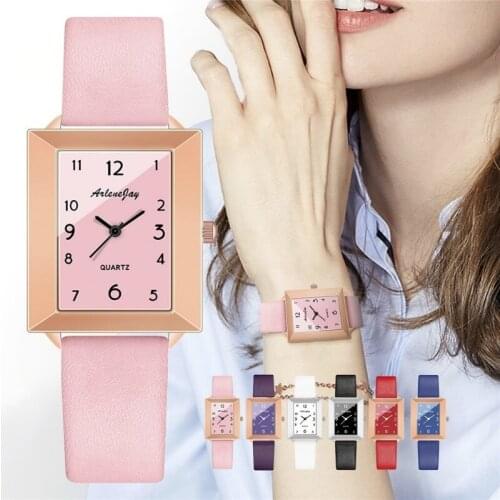 Fashion Arabic Numerals Rectangle Women Quartz Watch Casual Leather Strap Ladies Wristwatches Clock Zegarek Damski