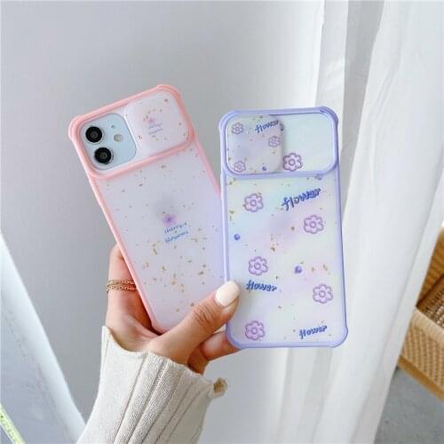 Luxury Epoxy Camera Protection Phone Case For Coque iPhone 12 11 Pro XS MAX XR 8 7 Plus SE 2020 Beautiful Flower Soft Cover Case