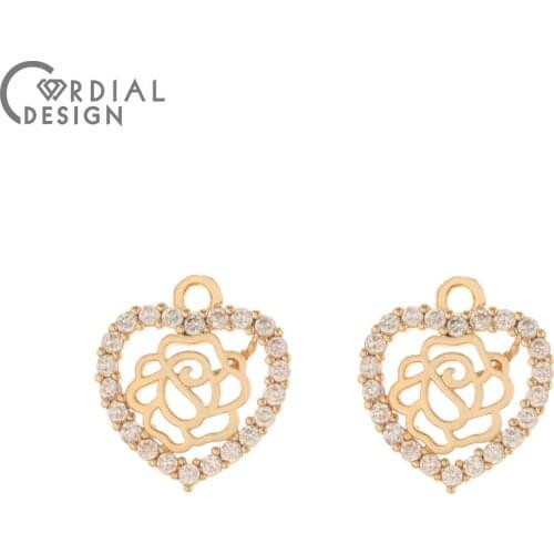 Cordial Design 50Pcs 13*15MM DIY Earrings Making/Jewelry Accessories/Charms/Hand Made/CZ Pendant/Jewelry Findings & Components